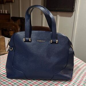 Furla Navy Leather Tote